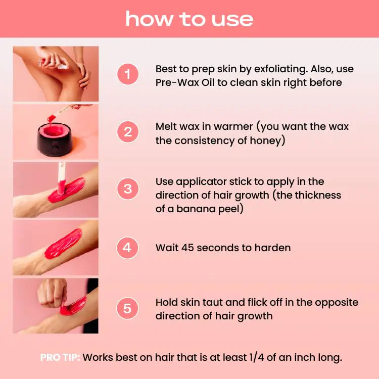 KoluaWax Premium Waxing Kit for Women - Hot Melt Wax Warmer for Hair Removal, Eyebrow, Bikini, Legs, Face, Brazilian Wax &amp; More - Machine + 4-Pack Hard Wax Beads + Accessories, Blush Rieworkes