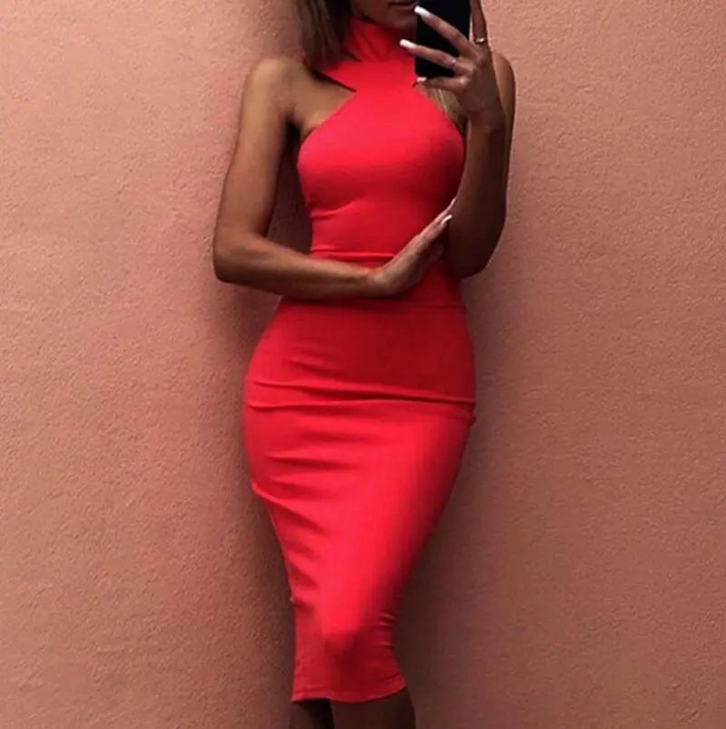 Fitted Neck Dress - Sexy Style Dress Mimarta