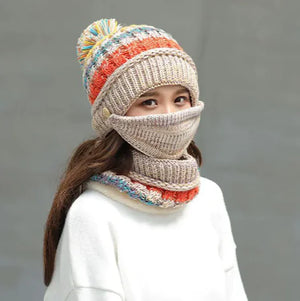 Winter Knitted Hat, Mask & Scarf Set Mimarta