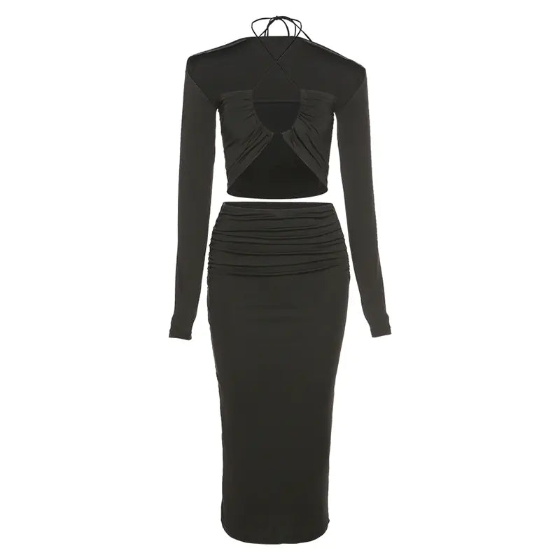 Women's Autumn Winter Set: Crop Jacket & Skirt Mimarta