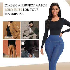 Long-Sleeved Seamless Bodysuit Jumpsuit Rieworkes