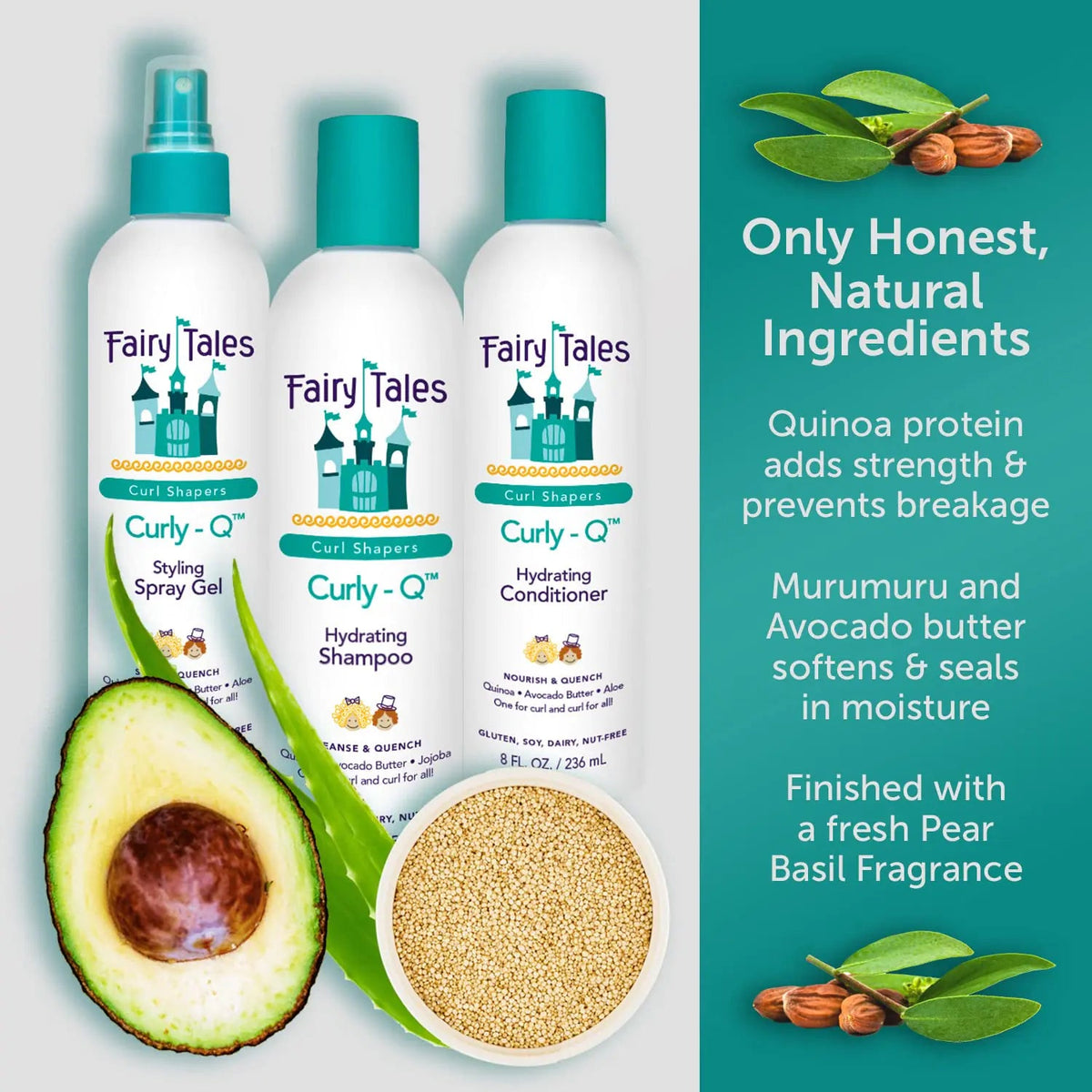 Fairy Tales Curly Q Shampoo &amp; Conditioner Kit for Curly Hair - Hydrates, Detangles, Defines Curls, Tames Frizz -free from Phthalate , Paraben &amp; Sulfate - 3 Travel Size Items 0.33 Fl Oz (Pack of 3) Shampoo + Conditioner + Spray Rieworkes