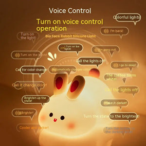 Cute LED Night Light Touch Sensor Cartoon Kid's Nightlights Big Face Rabbit Silicone Night Light Christmas Gift Bedside Lamp Home Decor Rieworkes