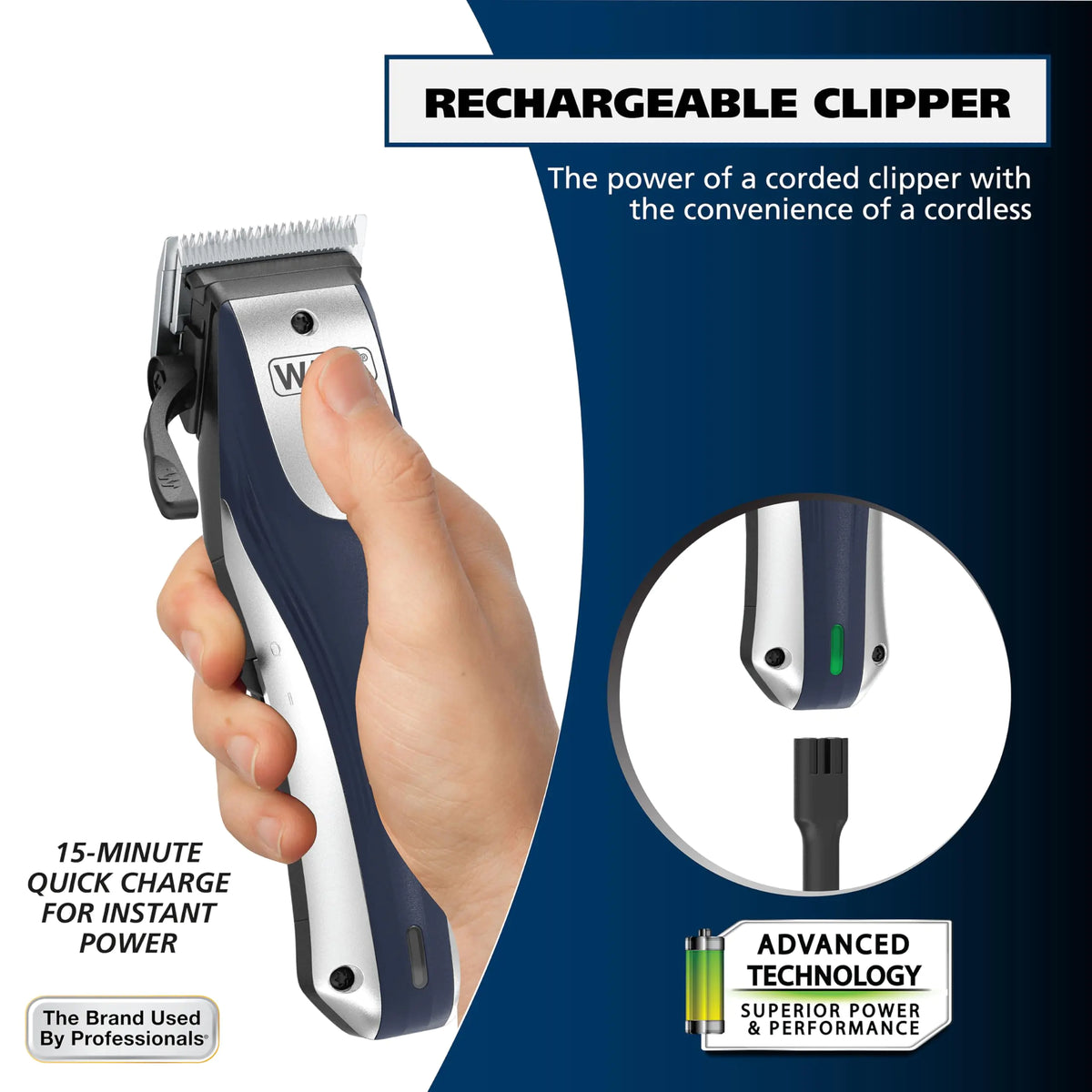 Wahl Lithium Ion Pro Rechargeable Cordless Hair Clippers for Men, Woman, &amp; Children with Smart Charge Technology for Convenient at Home Haircutting - Model 79470 Sliver 22 Piece Set Rieworkes