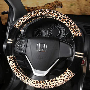 Winter Car Steering Wheel Cover - Plush Leopard Print Mimarta