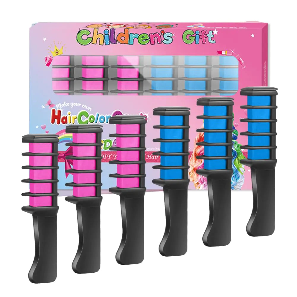 MSDADA New Hair Chalk Comb Temporary Hair Color Dye for Girls Kids with Light Color Hair, Washable Hair Chalk for Girls Age 4 5 6 7 8 9 10 Birthday Cosplay DIY, Halloween, Christmas (Pink+Blue) Pink,Blue Rieworkes