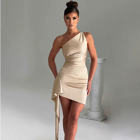 One-Shoulder Sleeveless Mini Dress for Parties & Weddings Mimarta