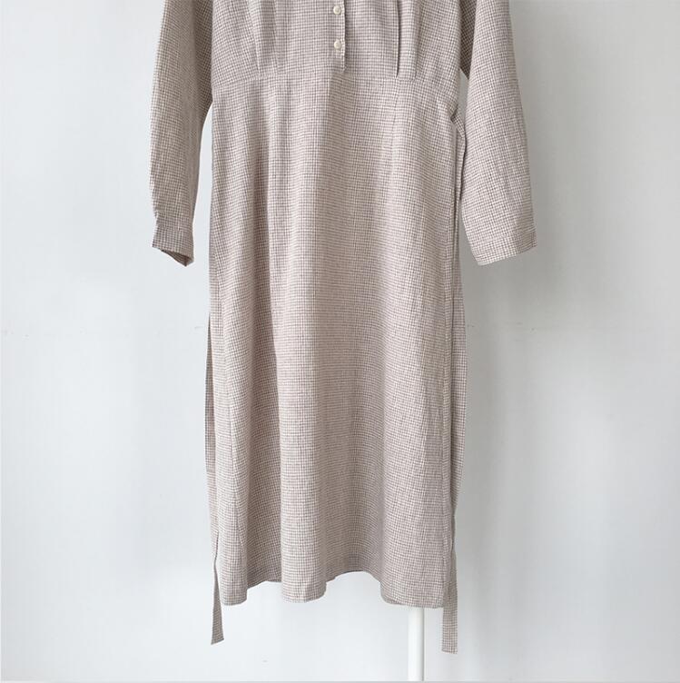 2020 Korean Style Long Sleeve Checkered Dress Mimarta