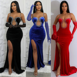Autumn Sexy Diamond Evening Dress for Women Mimarta