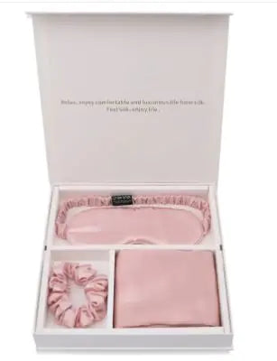 Luxury Silk Sleep Gift Set: Eye Mask, Pillowcase & Scrunchie in Gift Box Mimarta