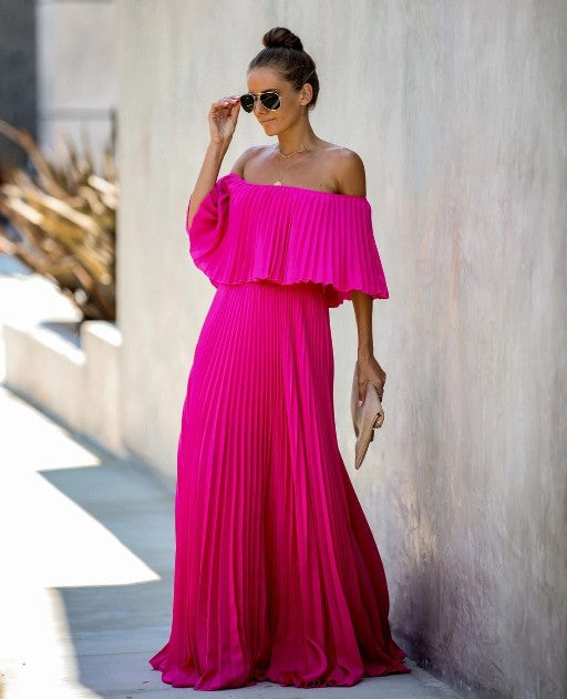 2020 New Sexy Off-Shoulder Chiffon Dress Mimarta