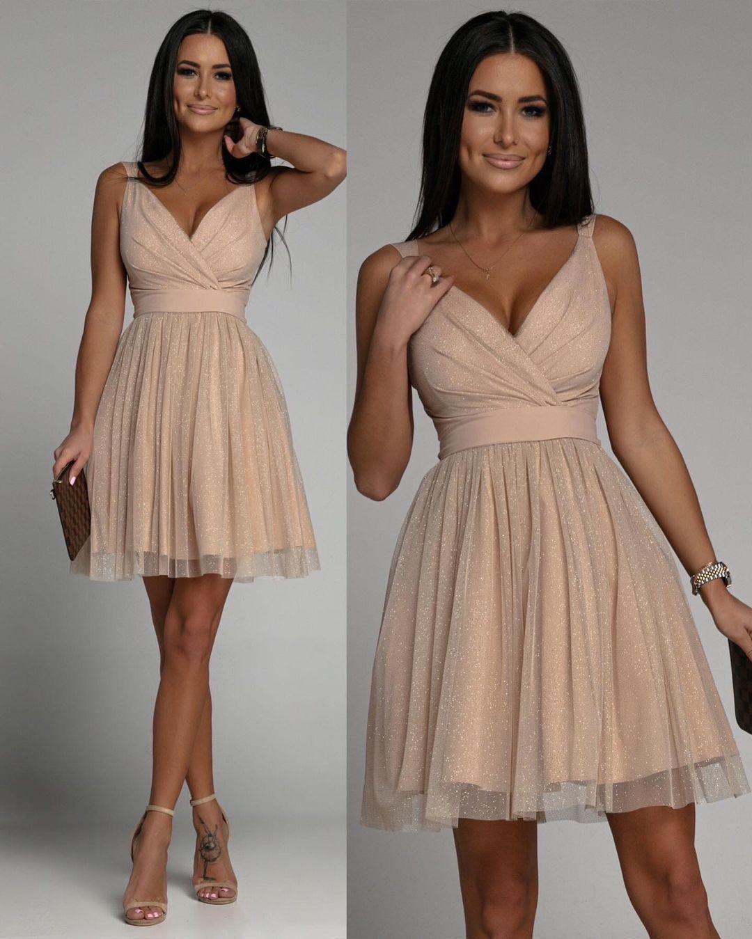 Fashionable Sexy Mesh Dress with Cross V-Neck for Women Mimarta