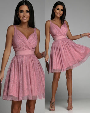 Fashionable Sexy Mesh Dress with Cross V-Neck for Women Mimarta