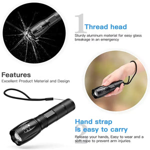Super-Bright 90000LM LED Tactical Flashlight 5 Modes Zoomable Torch Searchlight Rieworkes