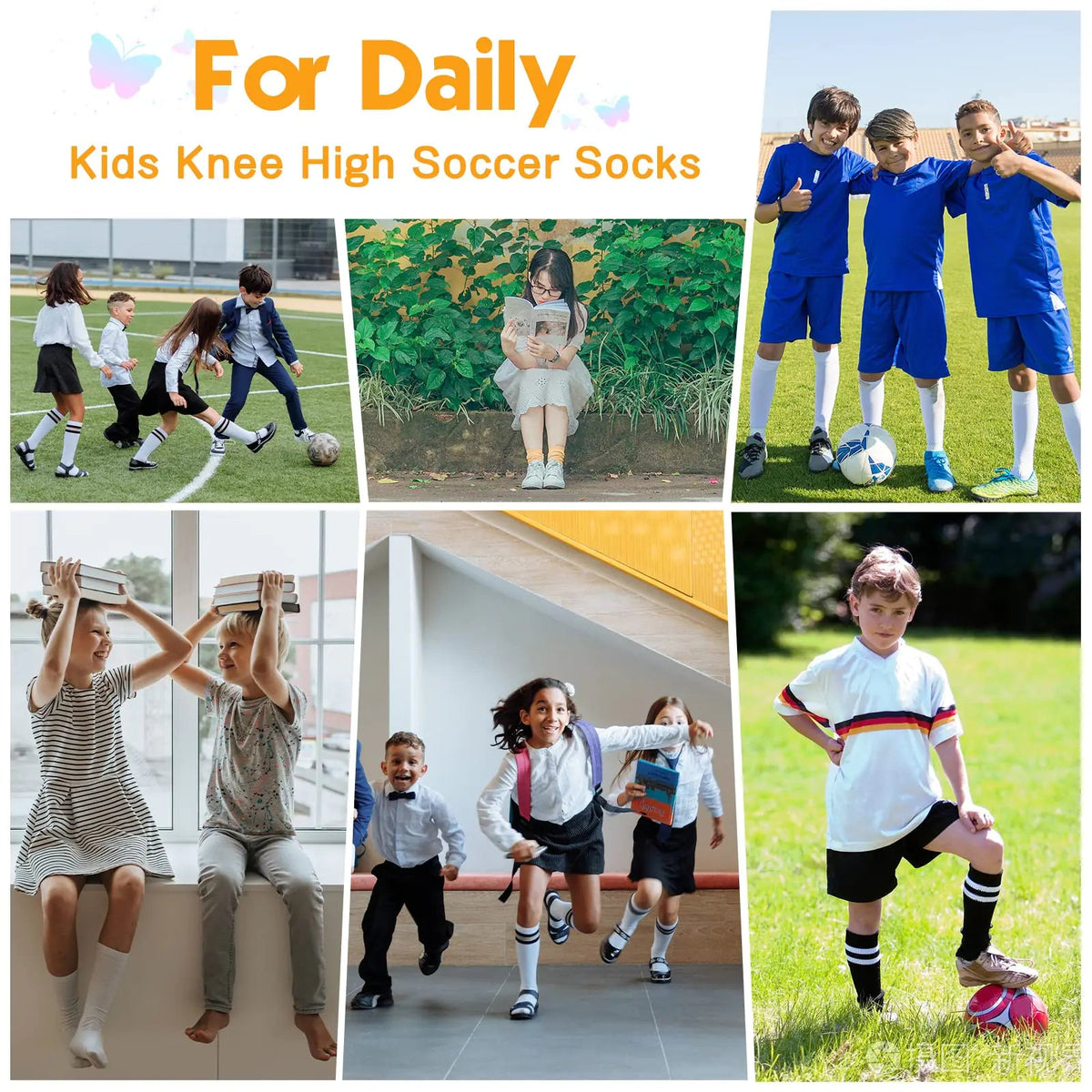 American Trends Kids Toddler Soccer Socks Knee High Tube long Socks Three Stripes Uniform Socks for Boys Girls 1 - 9 years 1 - 3T 1 Pack Navy Blue White - Rieworkes