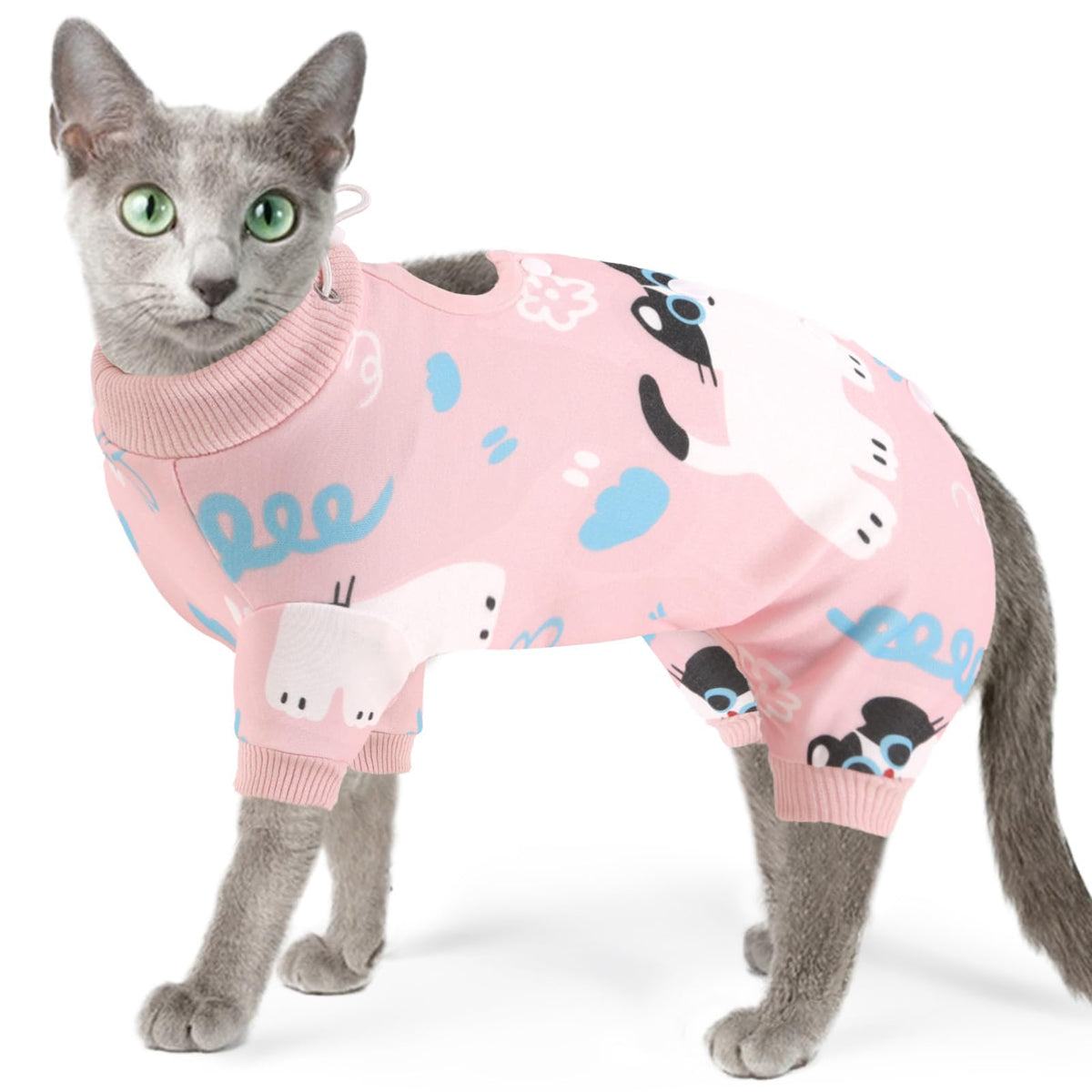 SUNFURA Cat Recovery Suit Full Body Suit Cat Surgery Recovery Suit Female Kitten Onesie for Cats Anti-Licking Pet Surgical Recovery Suit with Sleeves Cat Spay Recovery Suit Male Neuter Pink M Mimarta