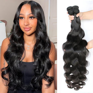 younsolo Body Wave Bundles Human Hair 20 22 24 26Inch Human Hair Bundles Body Wave 4 Bundles Human Hair 100% Unprocessed 12A Brazilian Virgin Hair Bundles Human Hair Weft Weave Bundles Natural Color Mimarta