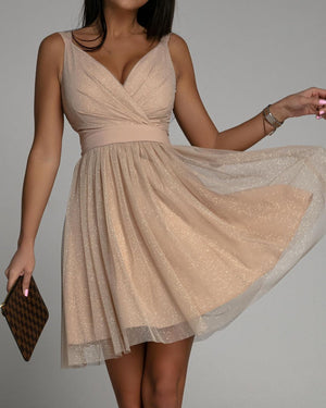 Fashionable Sexy Mesh Dress with Cross V-Neck for Women Mimarta