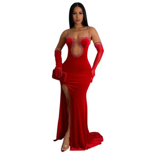 Autumn Sexy Diamond Evening Dress for Women Mimarta