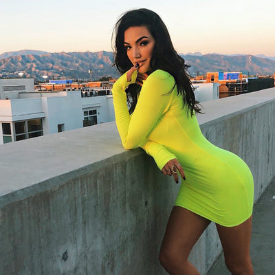 Sexy Zip Collar Long Sleeve Dress Mimarta