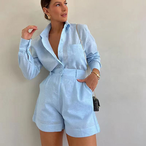 Elegant Women's Tailored Shorts Suit – Long-Sleeve Blazer & Chic Shorts Set Mimarta