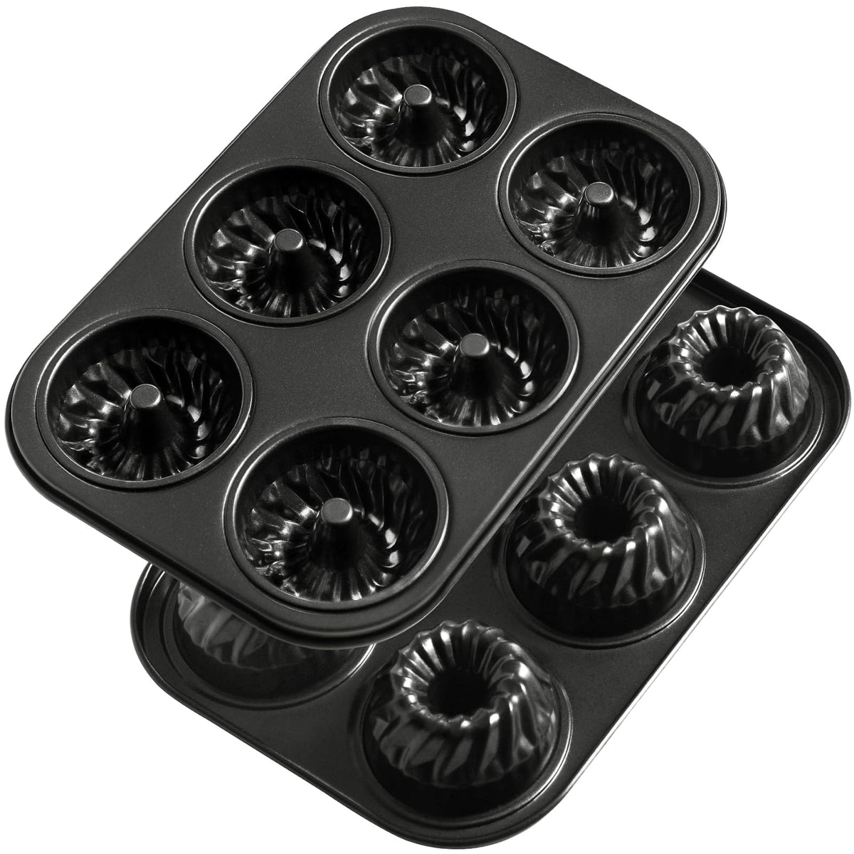 Webake Mini Fluted Tube Cake Pan Non-Stick 2.8 Inch Bunt Cake Pans Heavy Gauge Carbon Steel 6-Cavity Set of 2 Mimarta