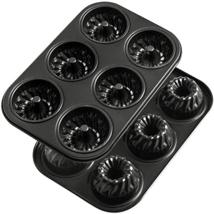 Webake Mini Fluted Tube Cake Pan Non-Stick 2.8 Inch Bunt Cake Pans Heavy Gauge Carbon Steel 6-Cavity Set of 2 Mimarta