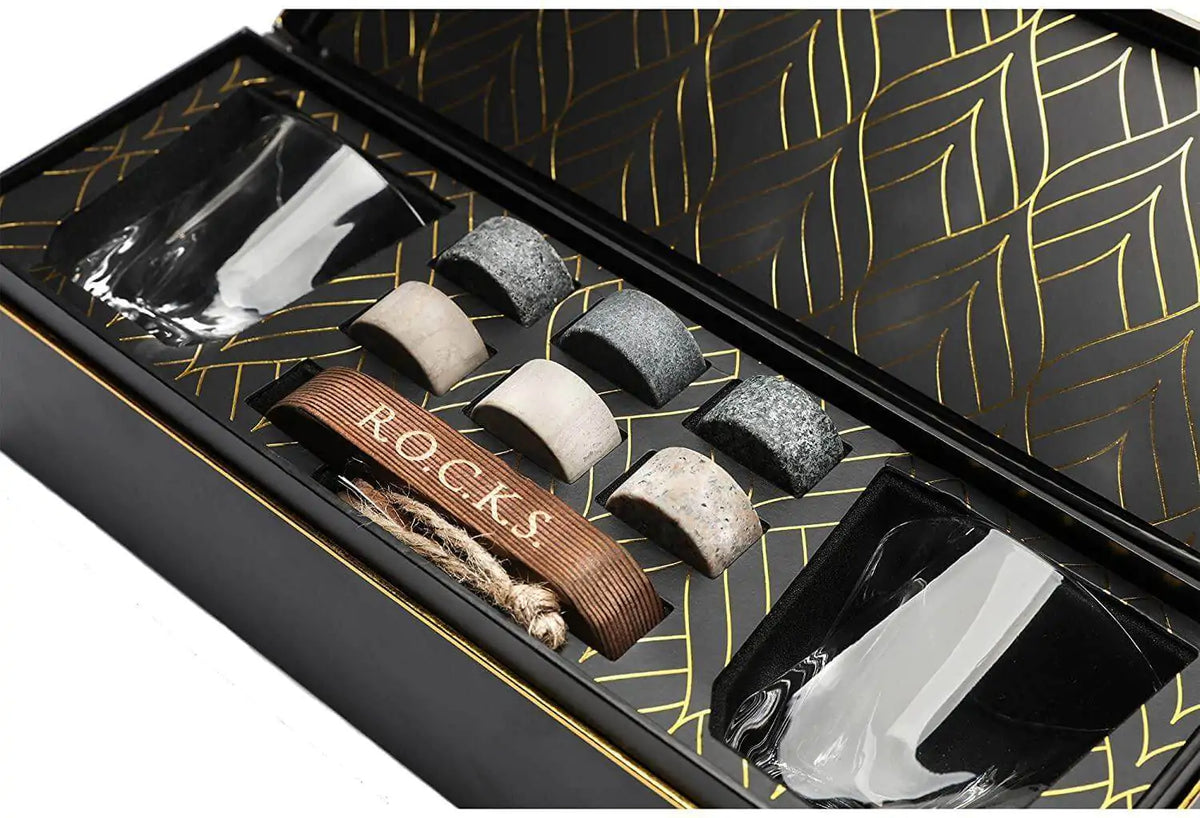 The Connoisseur's Set - Whiskey Stones & Twist Glass Edition Mimarta
