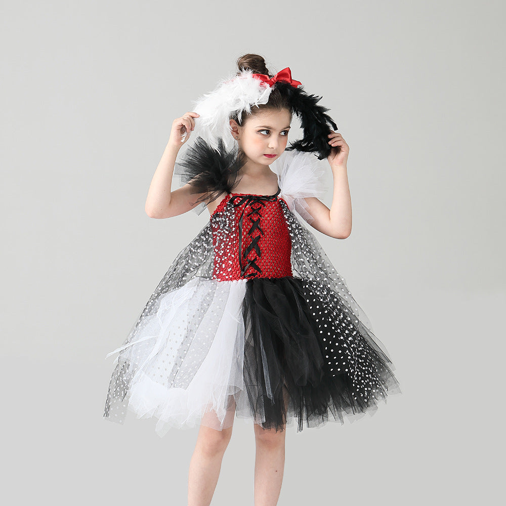 Cruella De Vil Cosplay Dress for Halloween Performance Mimarta