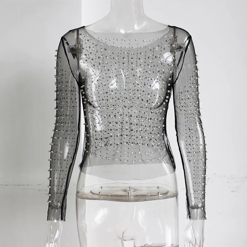 Mesh Patchwork Crop: Elegant Glam Rieworkes