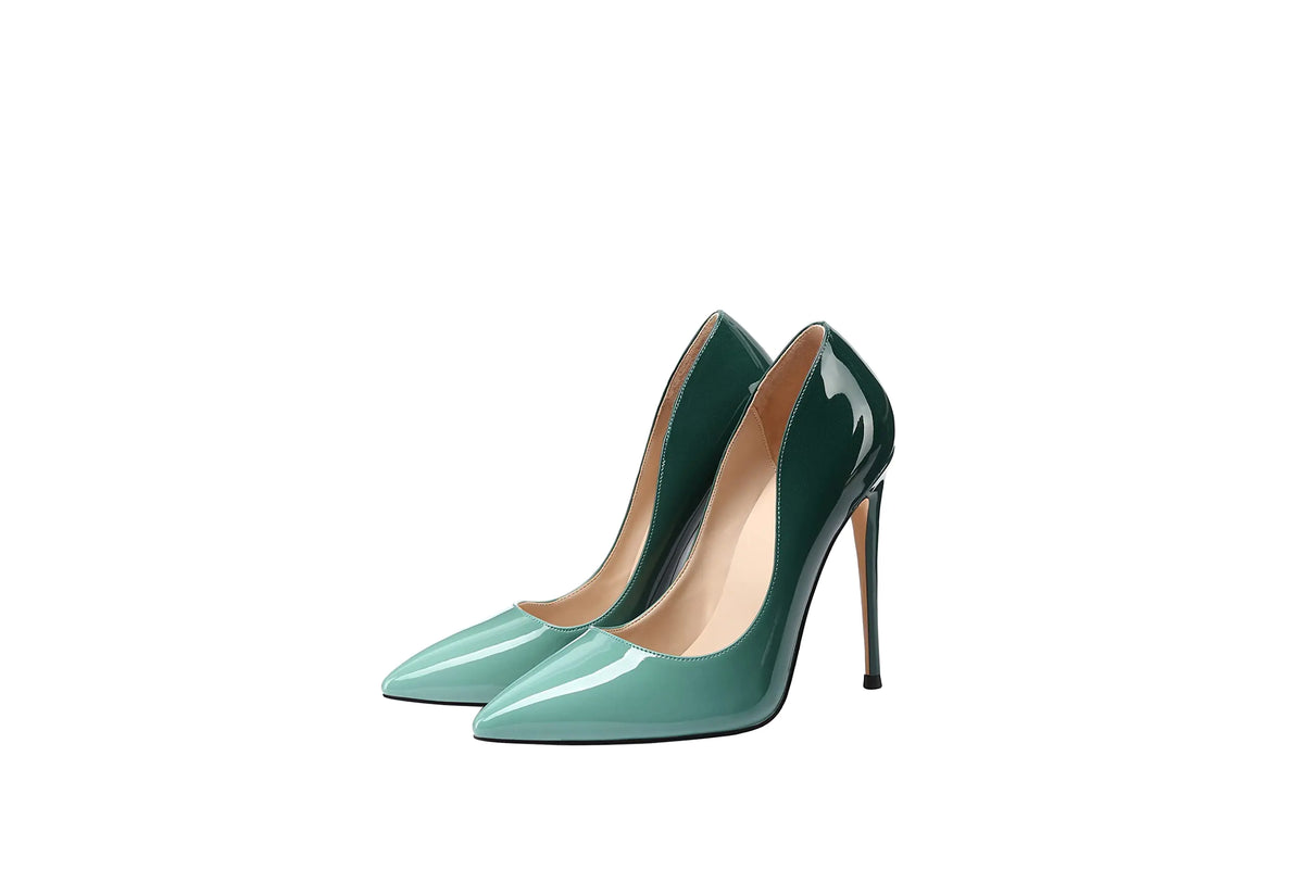 XINIUNIU High Heels for Women Pumps Gradient Patent Leather 4.7 inches/12CM Formal Shoes Sexy Fashion Stiletto Dress Shoes Wedding Shoes Pointed Toe Color Green Size 7.5 Mimarta