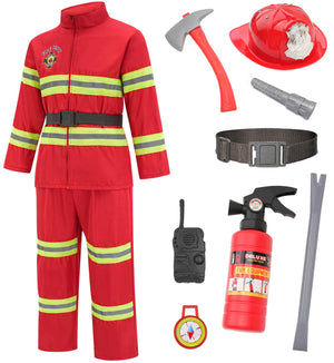 Avady Firefighter Costume for Kids Fireman Costume for Boys Halloween Costume Cosplay Dress Up Mimarta