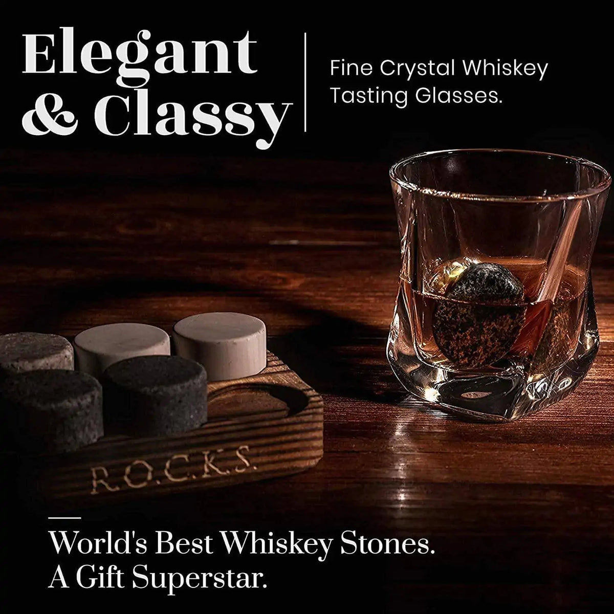 The Connoisseur's Set - Whiskey Stones & Twist Glass Edition Mimarta
