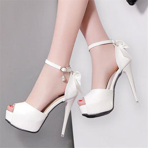 12CM Stiletto Heels with Bow and Open Toe Design Mimarta