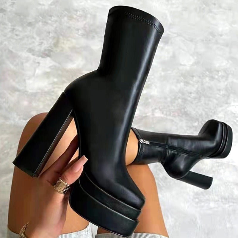 Women's Waterproof High Heeled Thick Bottom Boots Mimarta