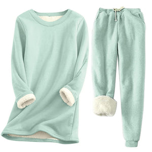 JMMSlmax Sweatsuit Set for Women Winter Warm Lined 2 Piece Sets Tracksuit Warm Fleece Sweatsuit Sweatshirts and Sweatpants Mimarta