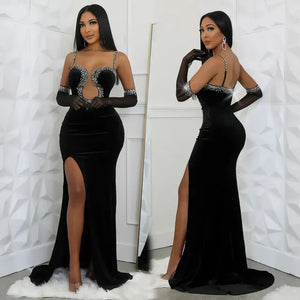 Autumn Sexy Diamond Evening Dress for Women Mimarta
