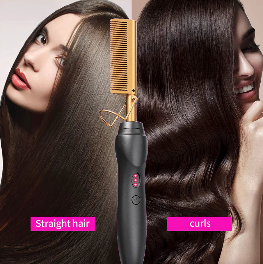 Hair Straightener Comb Pro Electric Beard Straightening Comb Heat Hot Comb Press Rieworkes