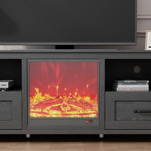 70.08 Inch Length Black TV Stand For Living Room And Bedroom, With 2 Drawers And 4 High-Capacity Storage Compartment,Suitable For Fireplace Mimarta