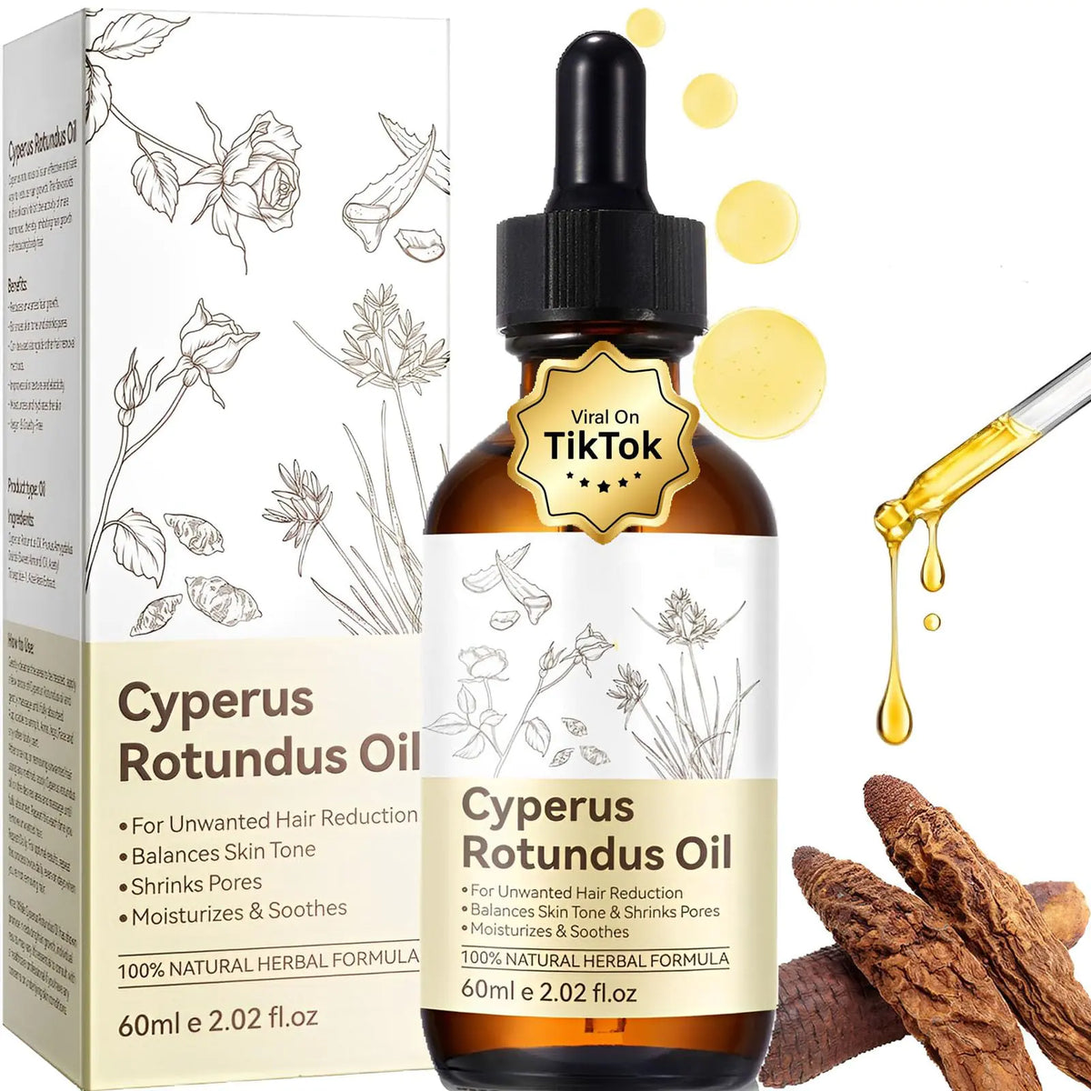 Cyperus Rotundus Oil - Shrinks Pores - Moisturizes and Soothes - Reduces body hair growth for Face and Body Etc- Balances Skin Tone - for All Skin Types - 60ml Mimarta