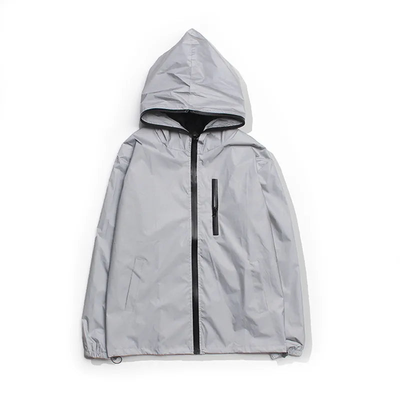 Solid Color Zipper Decoration Reflective Jacket Men's Jacket Rieworkes