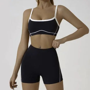 Spaghetti Strap Contrast Color Yoga Sports Suit Rieworkes