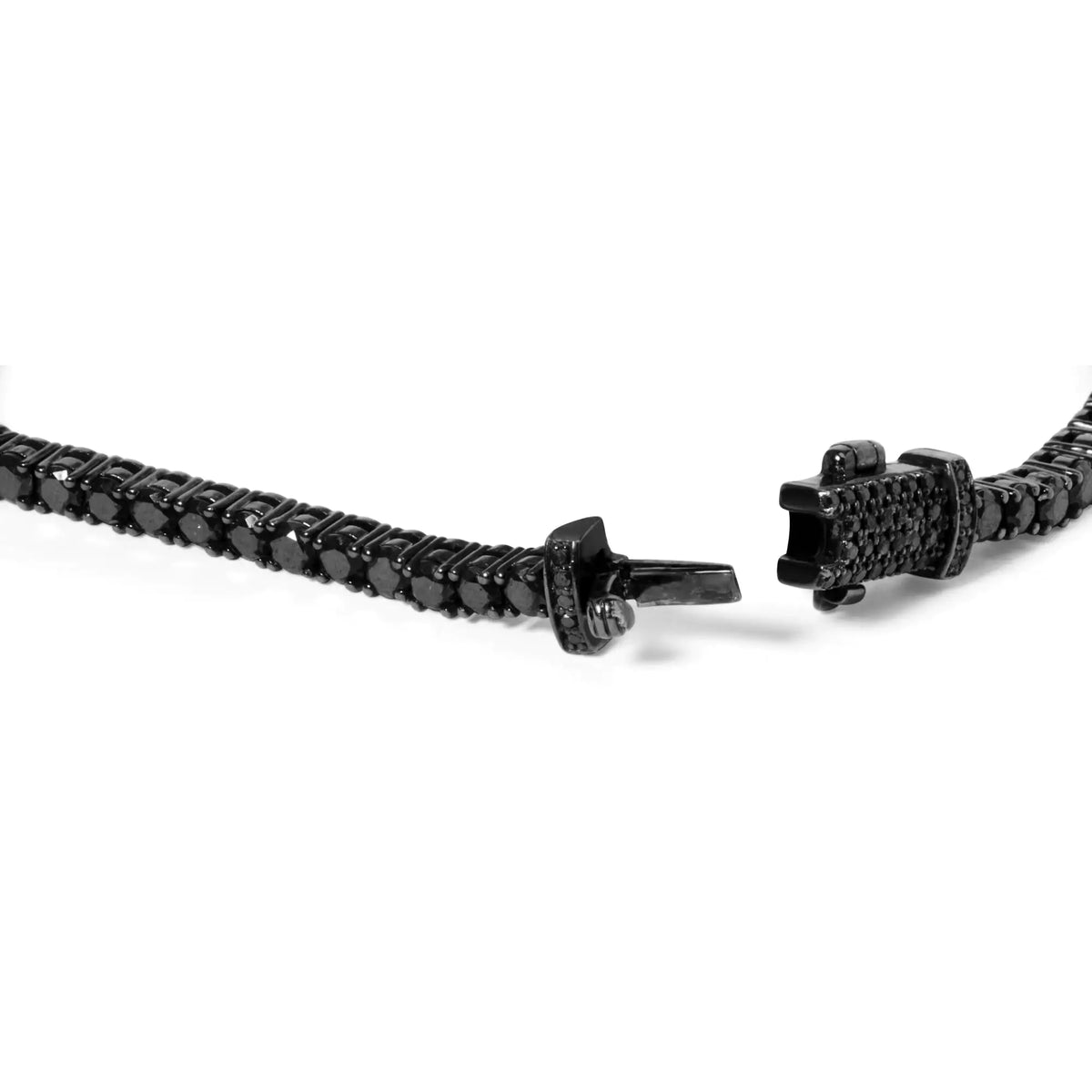Black Rhodium Plated .925 Sterling Silver 5.00 Cttw Black Diamond Tennis Bracelet  (Black Color, I2-I3 Clarity) - 8.5 Inches Rieworkes