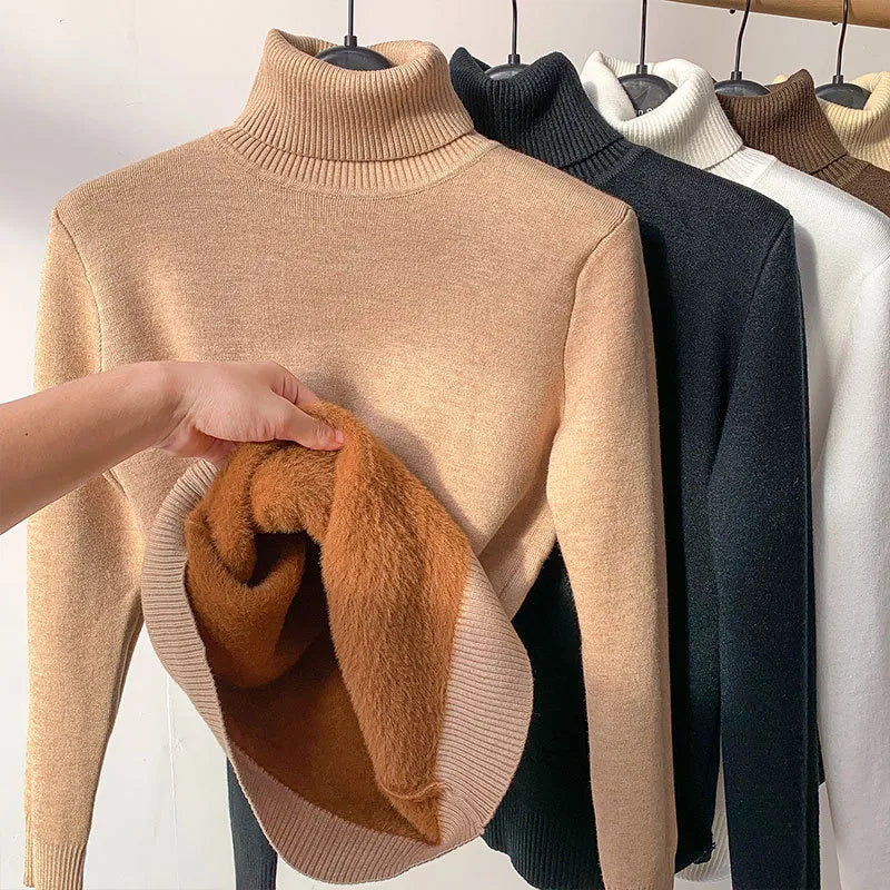 Women's Elegant Turtleneck Winter Sweater - Thick, Warm Knit Pullover Rieworkes