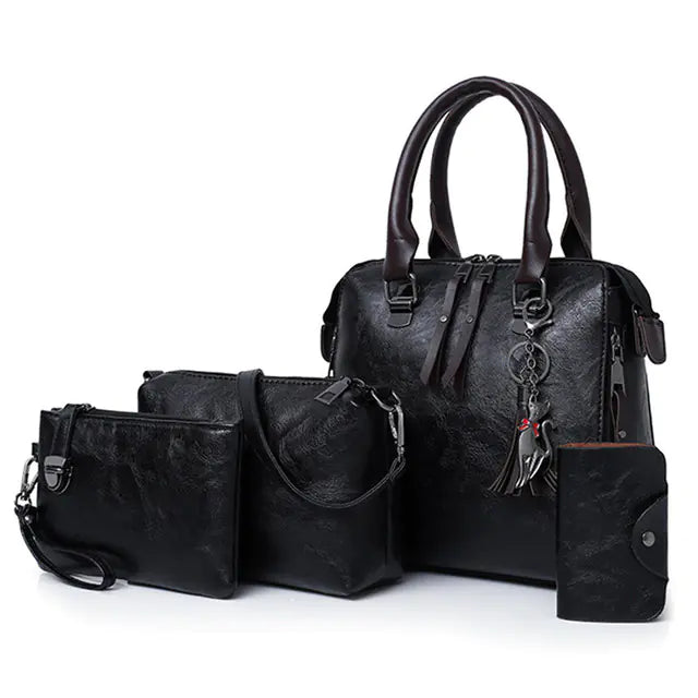 Luxury Women’s Leather Handbag & Wallet 4-Piece Set Mimarta