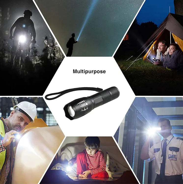 Super-Bright 90000LM LED Tactical Flashlight 5 Modes Zoomable Torch Searchlight Rieworkes