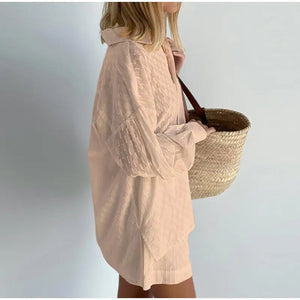 Lantern Sleeve Loose Shirt and Short Set 2 Piece Outfits Rieworkes
