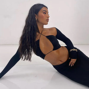 Women's Autumn Winter Set: Crop Jacket & Skirt Mimarta