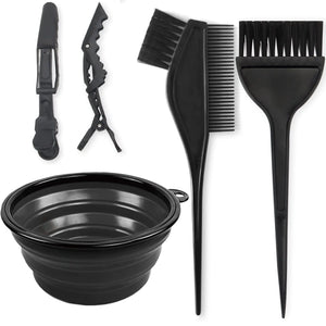 Yexixsr 5Pcs Professional Salon Hair Coloring Dyeing Kit, Hair Bleach Dit Hair Coloring Products with Hair Dye Brush, Hair Color Bowl, Hair Clips Rieworkes