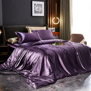 Luxury Silk Bedding Set with Solid Color Duvet Cover Mimarta